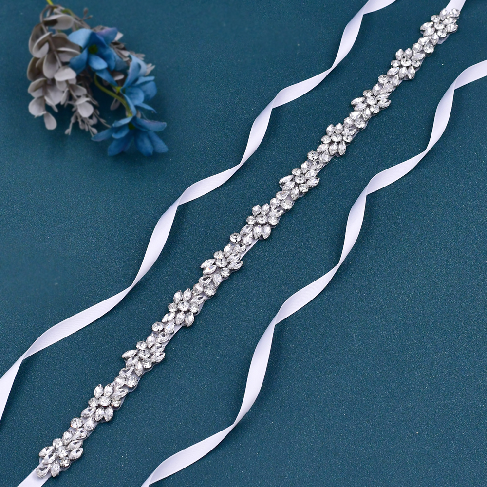 Bruidssjerp Groene Roos Strass Bruiloft Riem, Bruidsjurk Decoratie Prachtig Accessoire voor Dames Bruiloft Dag S437