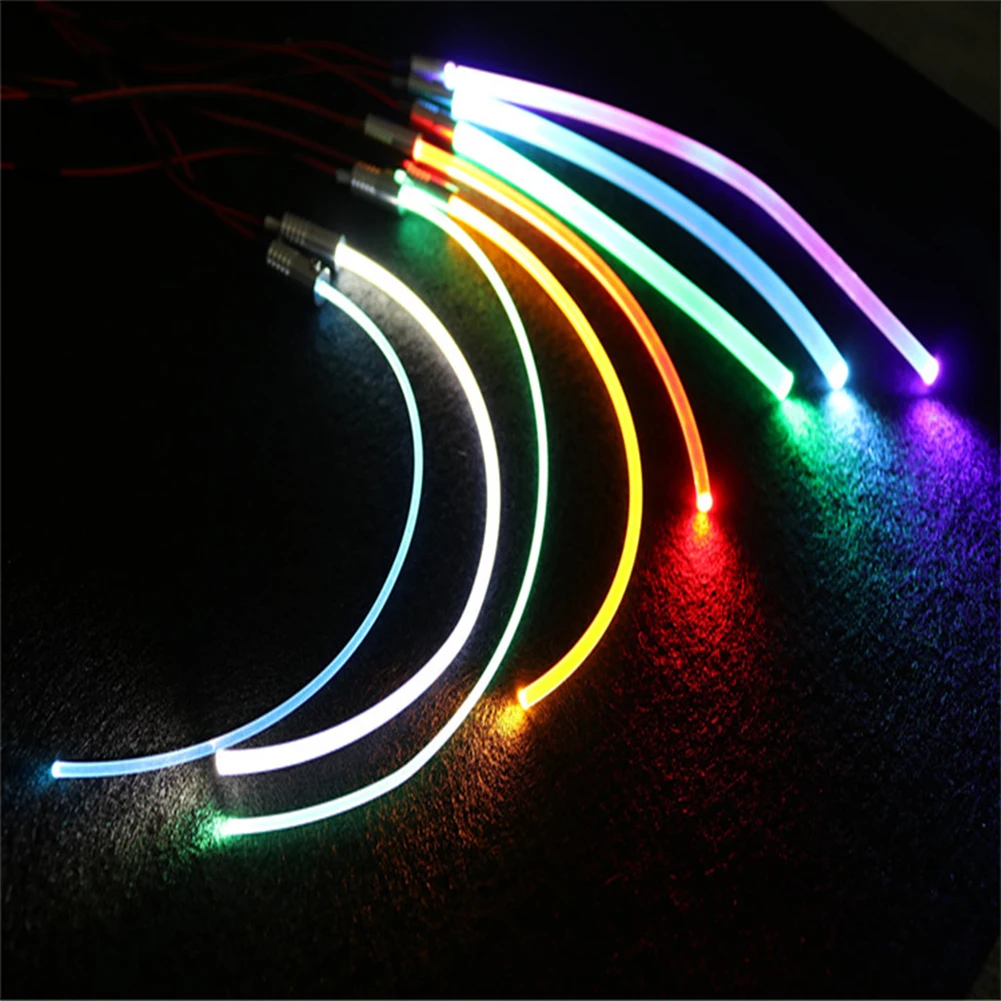 Cabo de fibra óptica com brilho lateral longo, 1m, pmma, 1.5mm/2mm/3mm de diâmetro para luzes led de carro, luz de cabo de fibra óptica brilhante