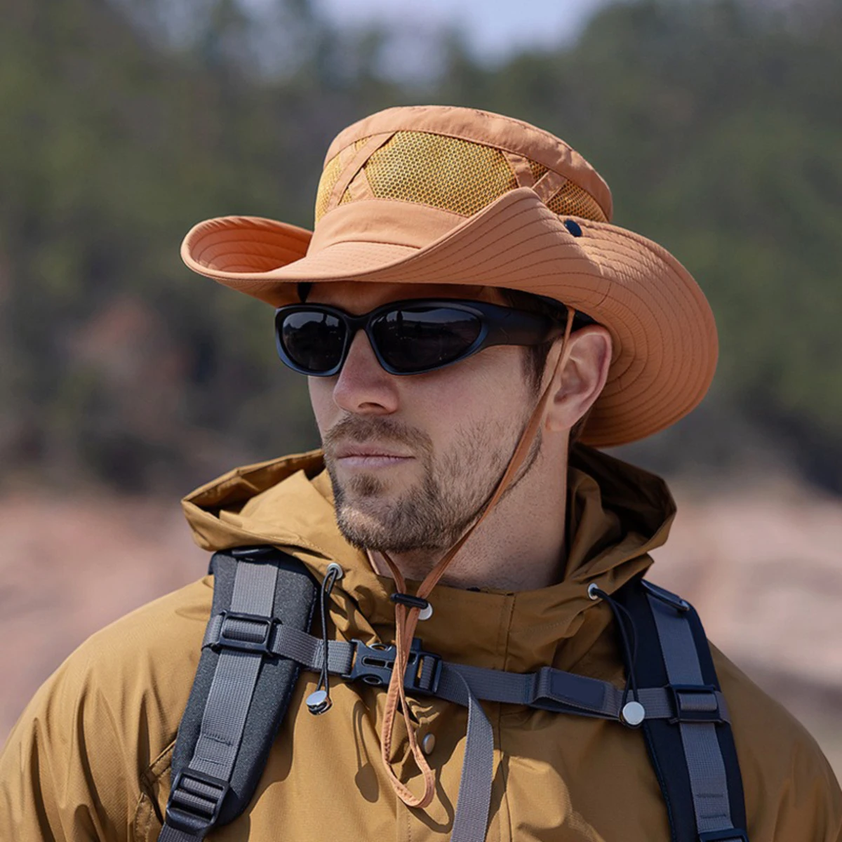 Sombrero de cubo hueco para hombre, transpirable, UPF 50+, senderismo, playa, plegable, protección UV, pesca, verano, Safari, gorra ajustable, 1 ud.