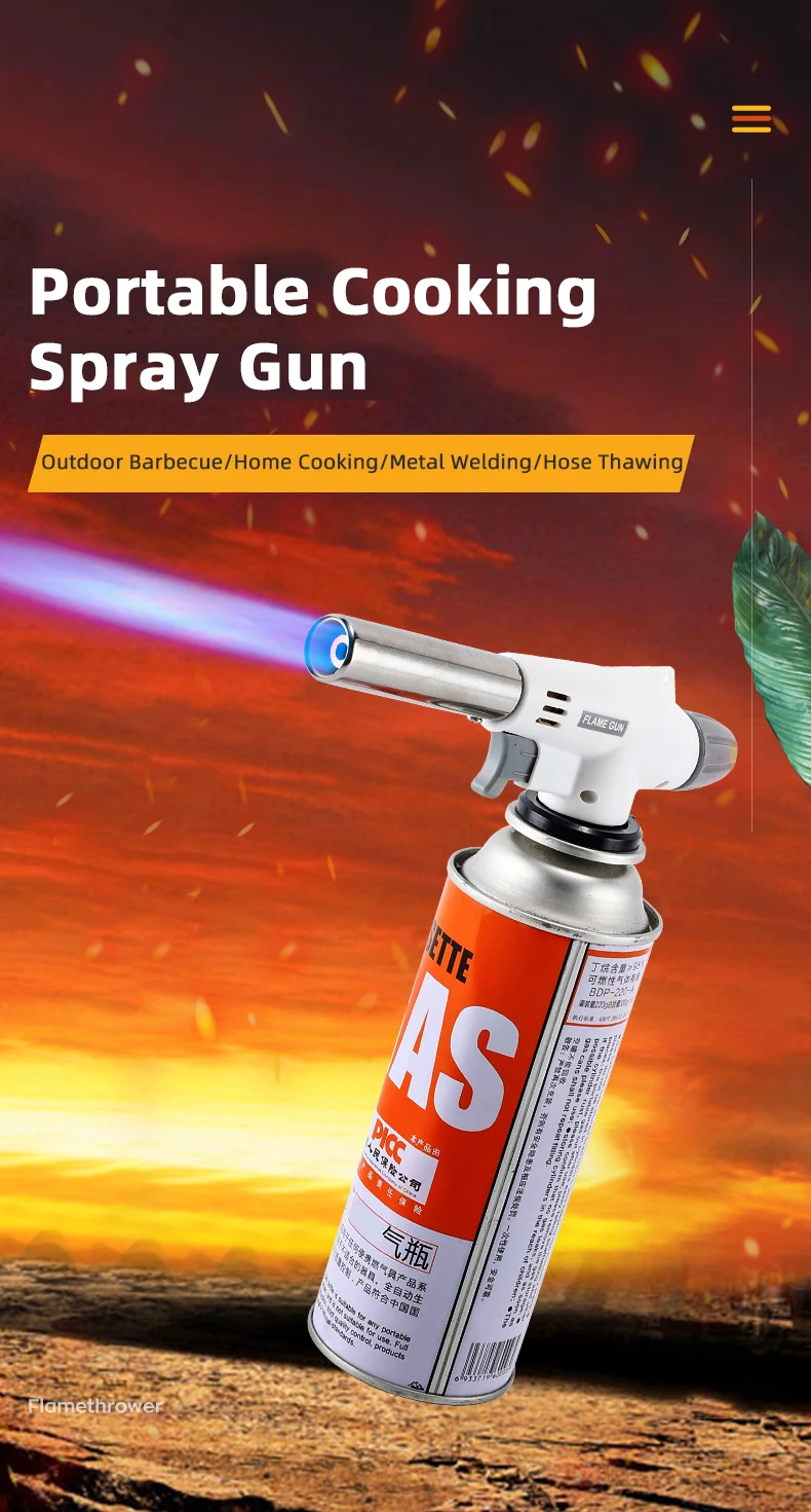 Torch Cooking AutoIgnition Butane Gas Welding-Burner Welding Gas Burner Flame Gas Torch Flame Gun Blow for BBQ Camping Cooking