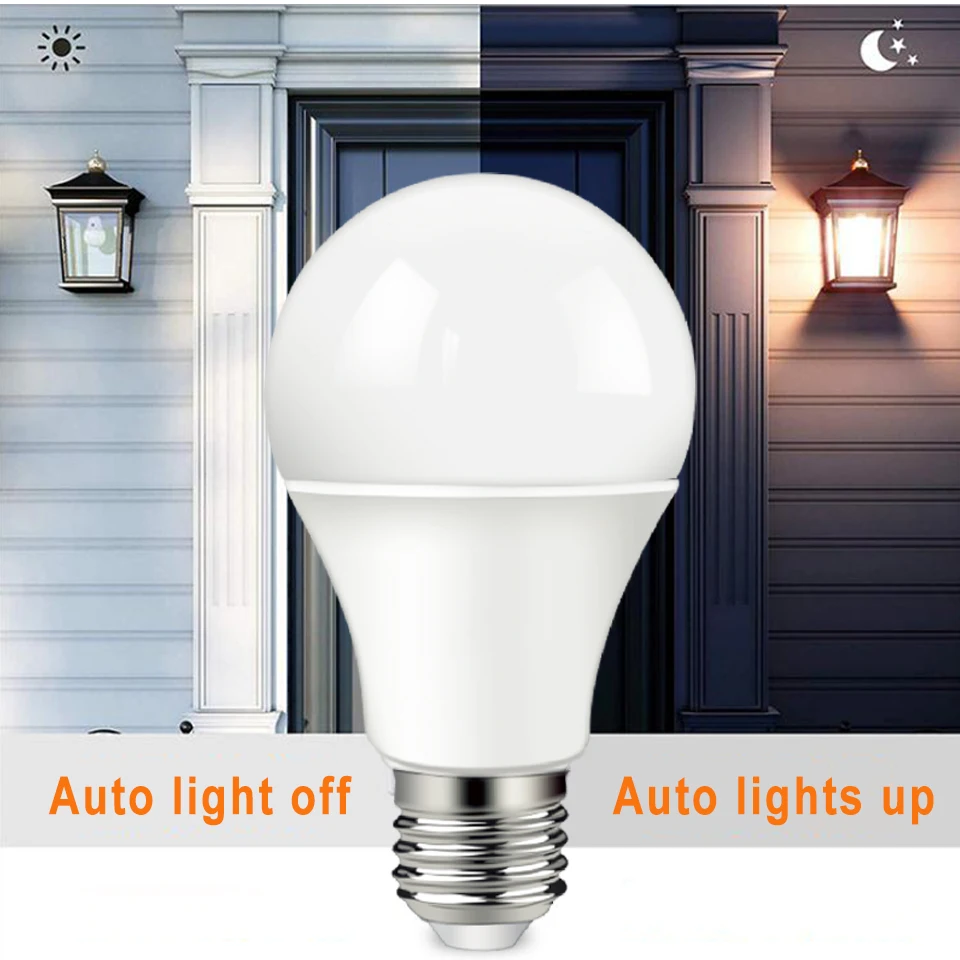 1pcs หลอดไฟ LED Light Sensor ควบคุมหลอดไฟ AC 220V 110V 10W E27 B22 Dusk TO Dawn หลอดไฟสําหรับทางเข้าโรงรถใต้ดิน