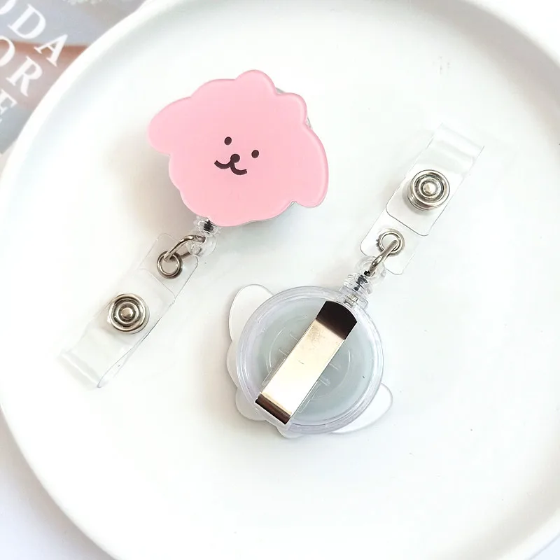 Acrylic Cute Cloud Shape Badge Holder Teacher Student Name Tag Clip Telescopic Rotating Id Buckle Badge Reel Clip Lanyard New