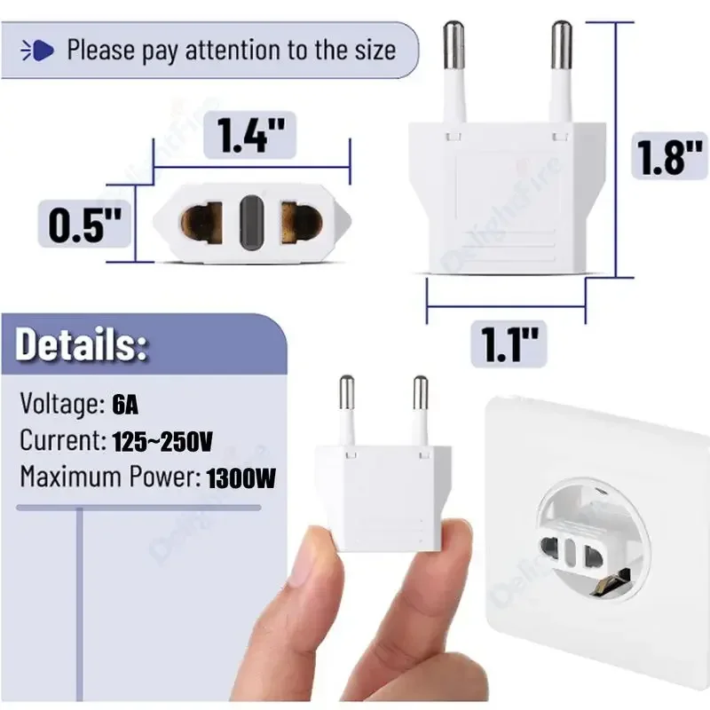 1-100 Uds 4,0/4,8mm adaptador de enchufe UE EE. UU. Israel a Euro KR BR Brasil convertidor de enchufe adaptador de corriente de viaje americano enchufe