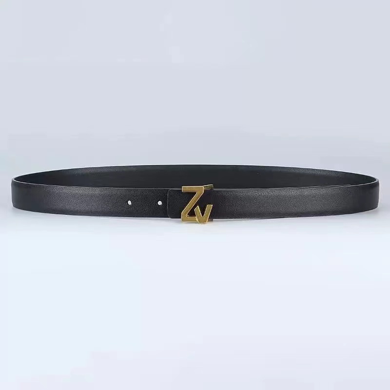 Couro falso feminino Cinto fino, cintura de letra, cinto jeans, novo