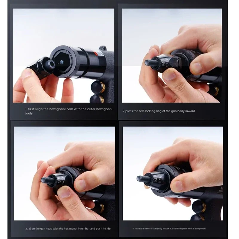 M3 m4 m5 m6 m8 m10 m12 auto-bloqueio pneumático porca de rebite arma inserção automática rosca pull setter rebitadores para porcas de alumínio e ferro