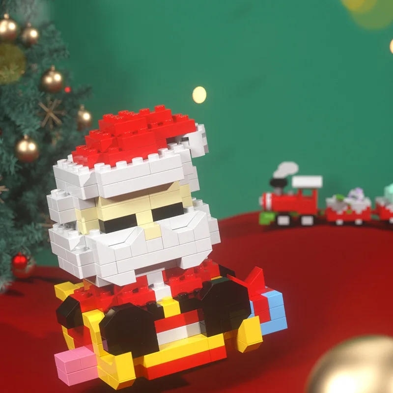 Christmas Building Block Series Gifts Micro Bricks Santa Claus Reindeer Assembling Bricks Table Decoration Toys Children Kids