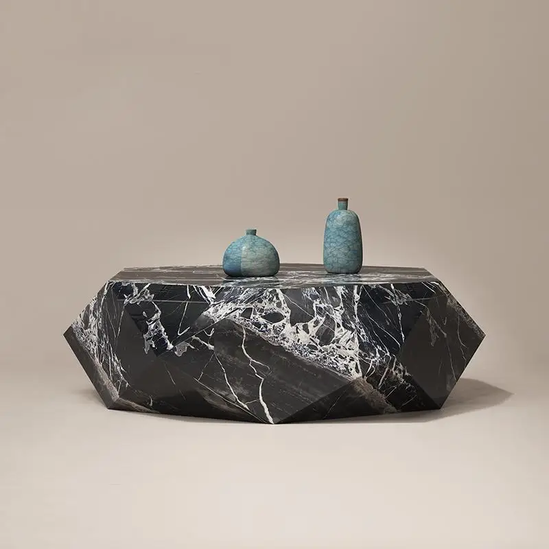 Mesa de centro de mármore minimalista, mesa final hexagonal moderna nórdica para sala de estar de espaço pequeno, tamanho e design personalizáveis