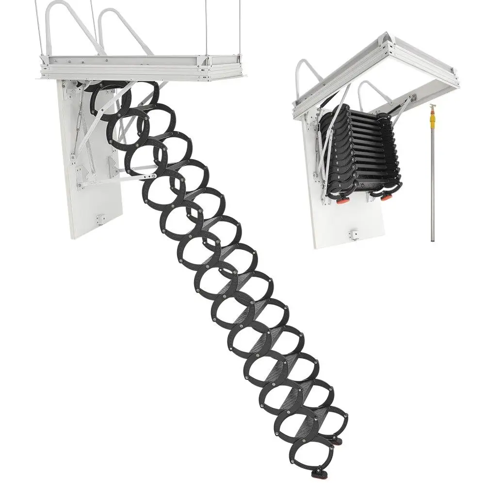 Steel Ceiling Attic Ladder for 10 to 11 Feet High Ceilings Foldable Space Saving Easy Access Sturdy Construction