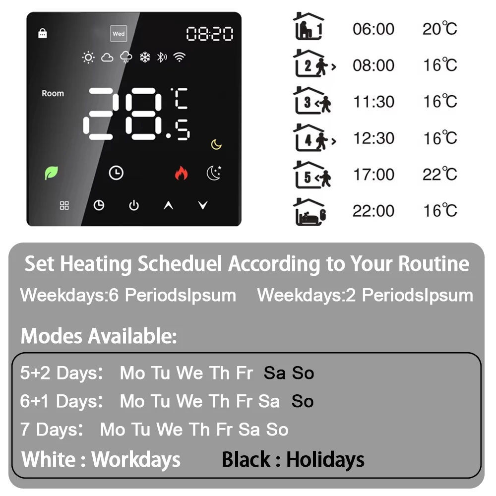 Tuya WiFi Smart Thermostat เครื่องทําความร้อนใต้พื้นไฟฟ้า TRV หม้อต้มแก๊สน้ําอุณหภูมิเสียงรีโมทคอนโทรลสําหรับ Google Home Alexa