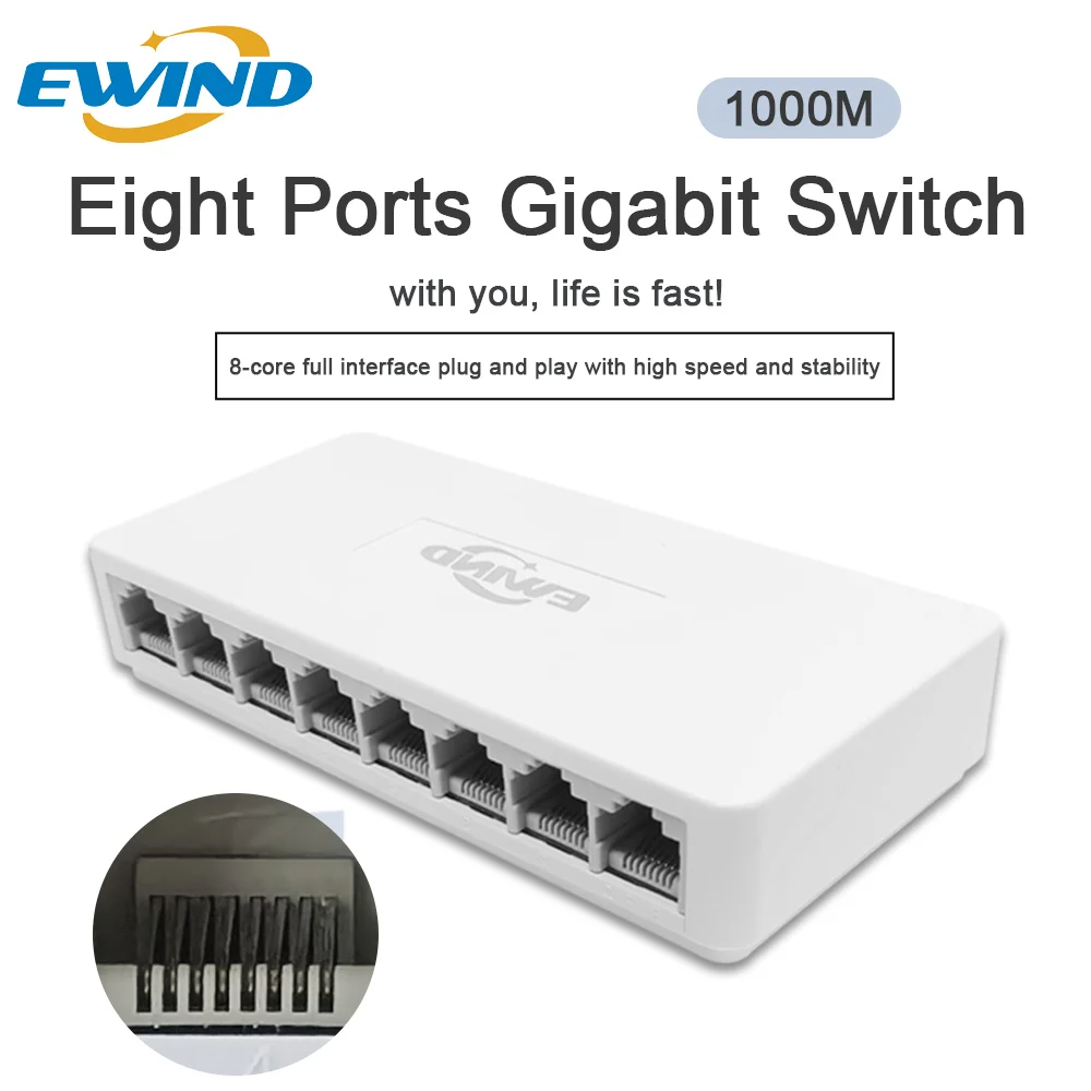 10/100/1000 Mbit/s Voll-Gigabit-Netzwerk-Ethernet-Switch 5/8 Ports RJ45-Port 10/100 Mbit/s Fast Network Switch Ethernet