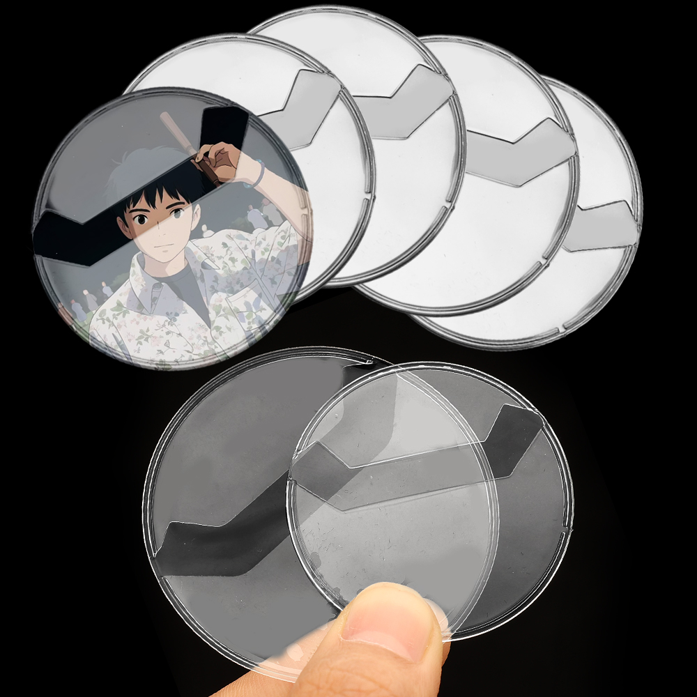 30mm 40mm 50mm Transparent Round Badge Protector Case Anime Badges Decoration Ita Bag Accessories Clear PVC Pin Case Cover
