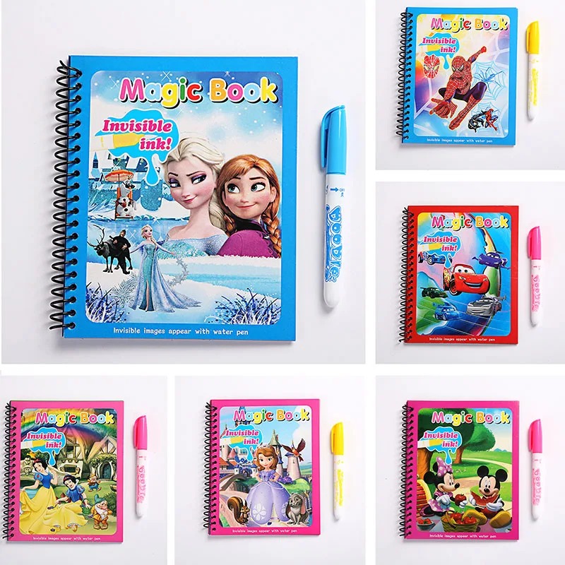 Frozen Disney Kinder Puzzle Graffiti Malbuch Mickey Mouse Autos Sofia Prinzen Cartoon DIY Magische Aquarellmalerei Geschenke