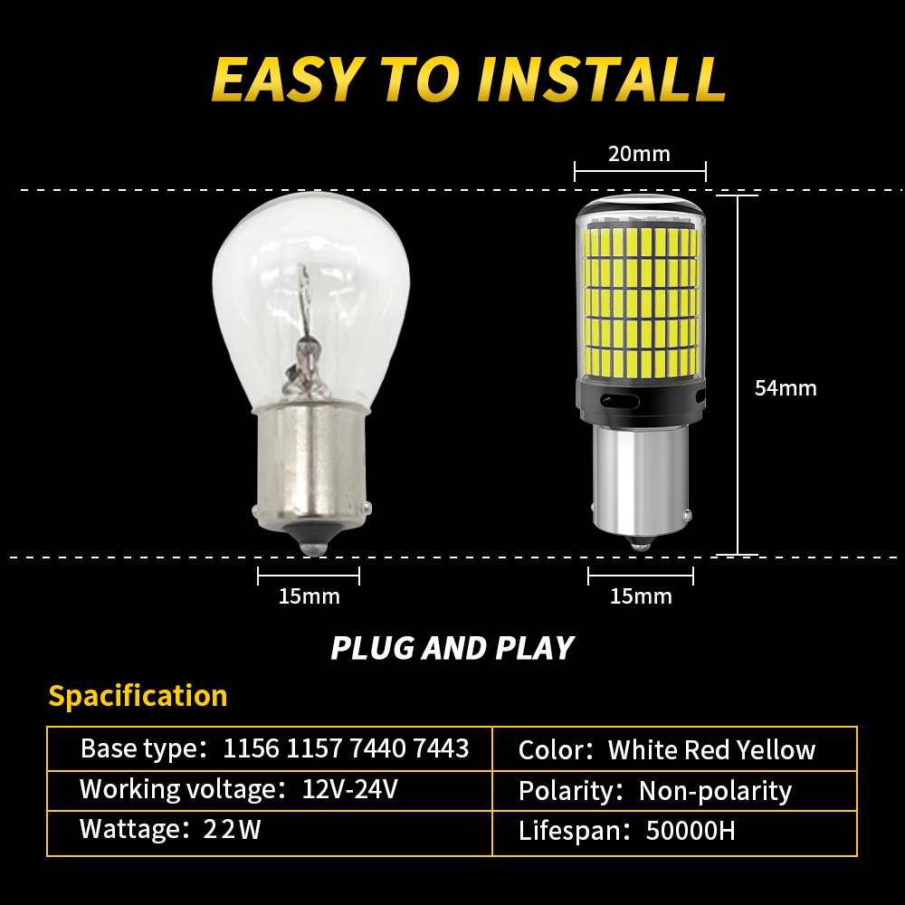Oprah 2X lumière LED de voiture haute puissance 1156 PY21W 1157 BAY15D P21/5W 150pcs 4014 SMD Canbus avant/arrière DRL clignotant lampe 7440 7443 W21/5W 3157 P27/7W 12V rouge blanc jaune