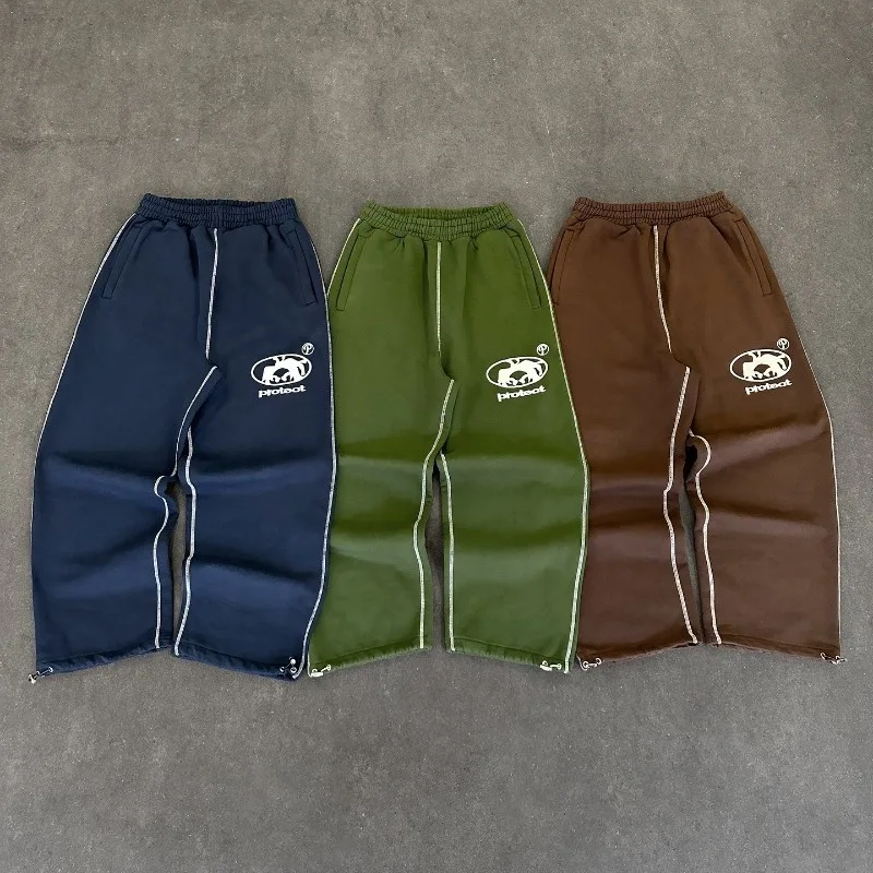 Y2k homem calças de carga corredores vintage casual bordado algodão moletom das mulheres dos homens nova moda calças largas perna merican streetwear