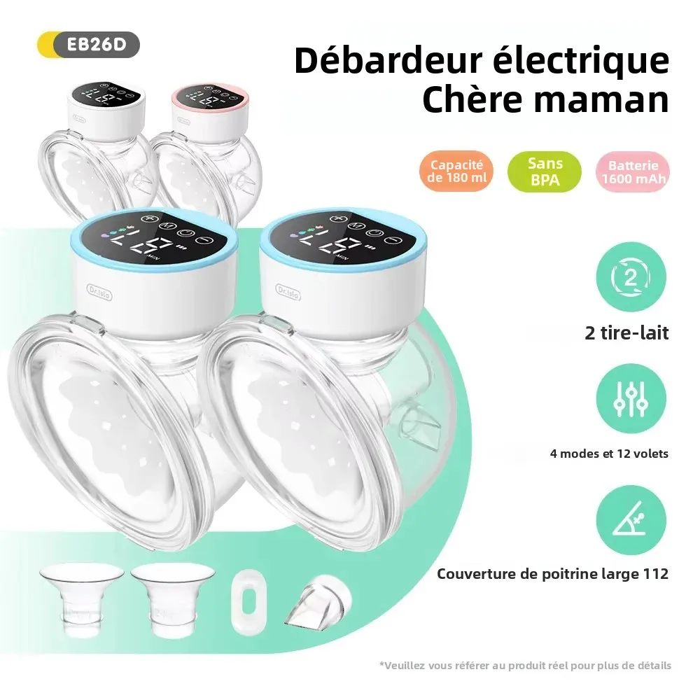 2 pièces tire-lait électrique Portable mains libres tire-lait Portable silencieux électrique extracteur de lait maternel collecteur
