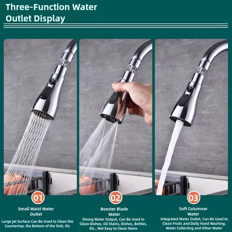 Pulverizador de grifo extraíble 3 en 1, cocina a prueba de fugas, grifo de fregadero Ajustable de 360 grados, cabezal de pulverización de repuesto para lavabo de baño de alta calidad