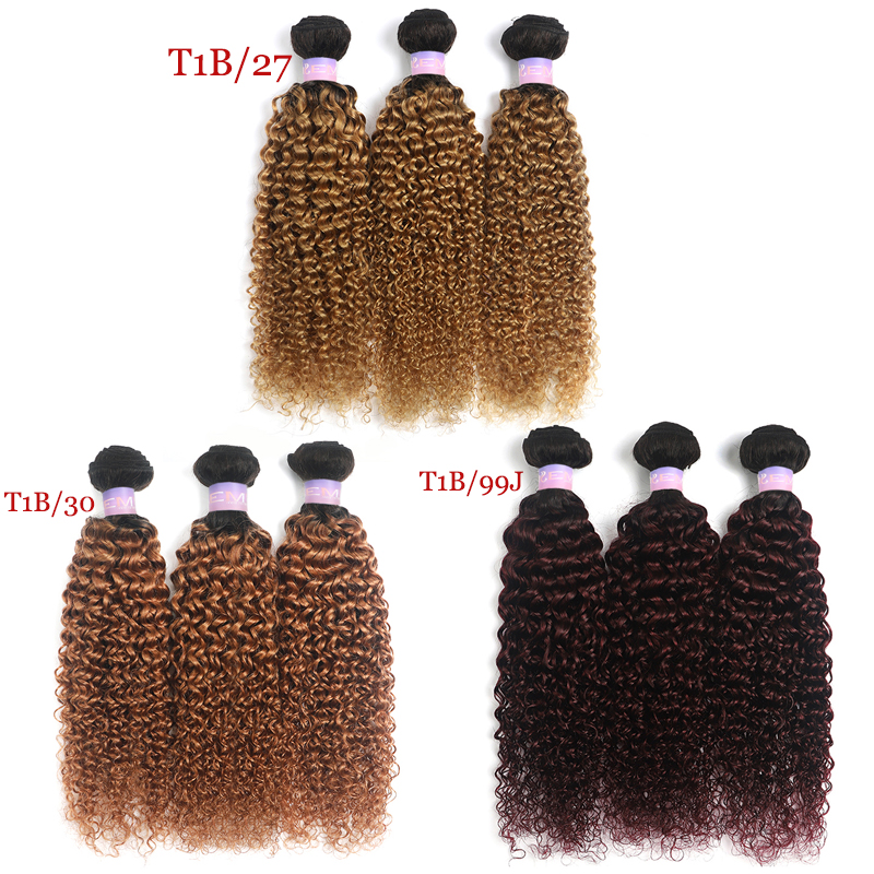 ブラジルの自然な巻き毛の織り方,自然なヘアエクステンション,茶色,バーガンディ99j