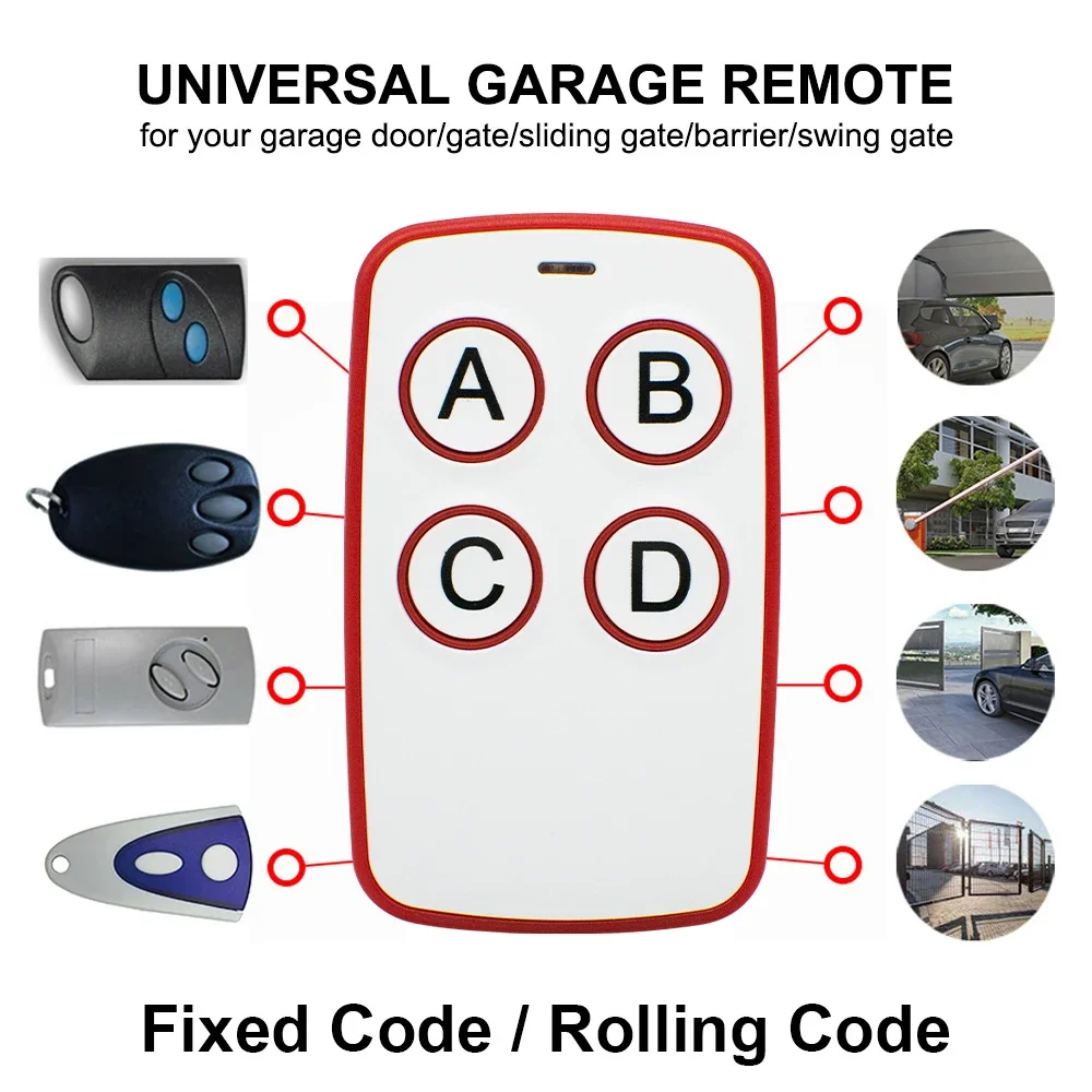Universal Garage Door RF Remote Control Duplicator 280-868MHz Code Grabber Clone 433.92MHz Gate Key Fob Command Hand Transmiter