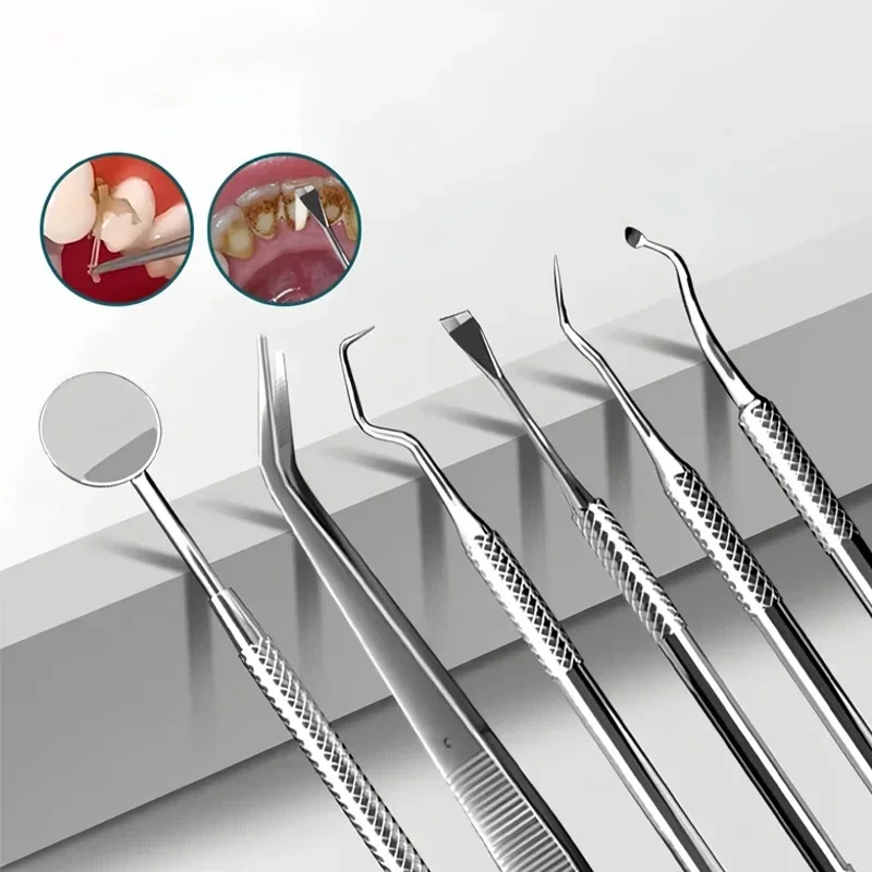 1pcs สแตนเลสสตีลทันตแพทย์เครื่องมือทําความสะอาดกระจกทันตกรรม Double Probe Sickle Hoe ทําความสะอาดฟันทันตกรรมเครื่องมือฟันชุดเครื่องมือดูแล