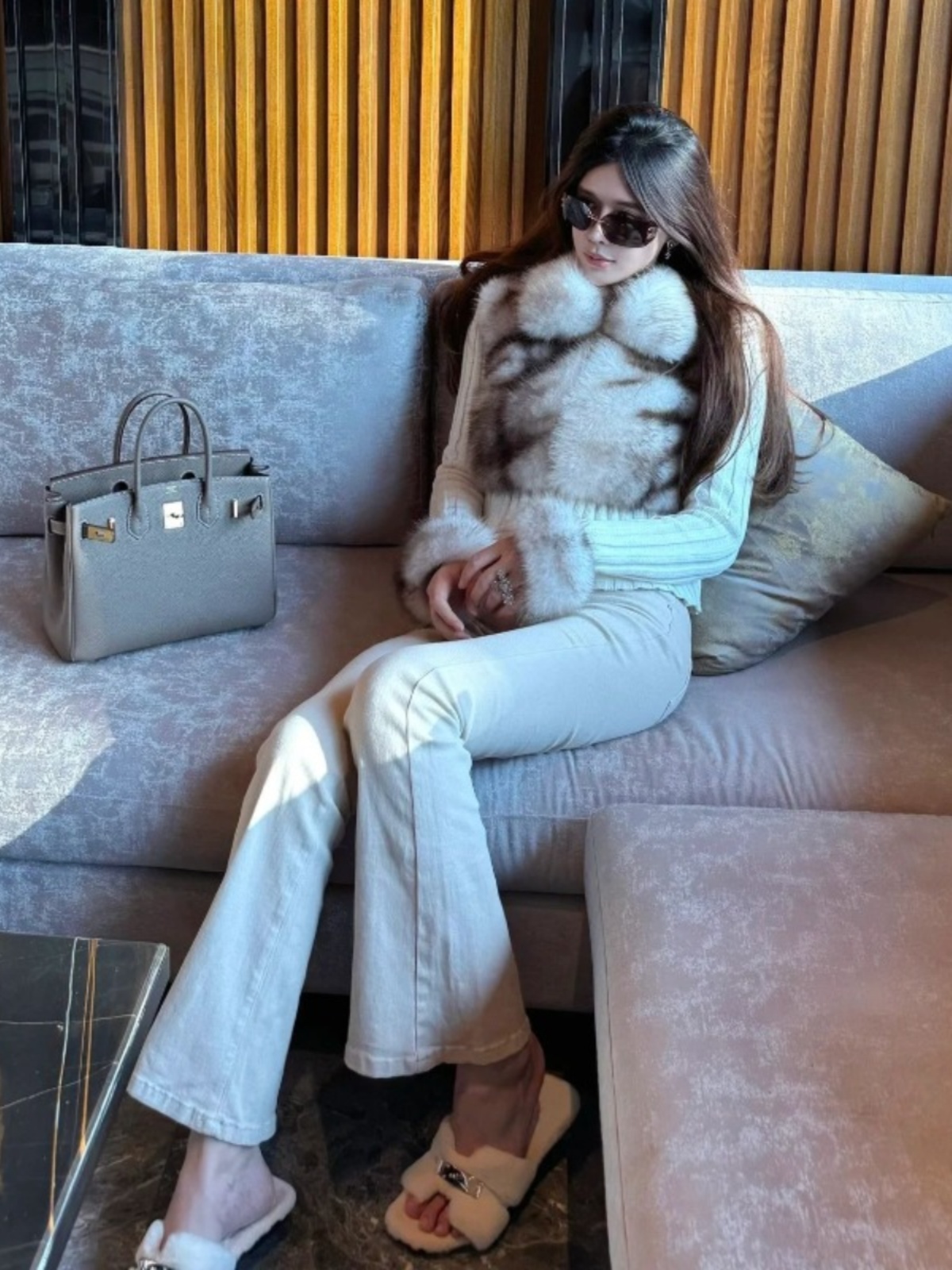 Retro High-End Fur And Leather Integrated Knitted Jacket Fashionable Young Women's Sle Spring New Arrival Short Korean Version