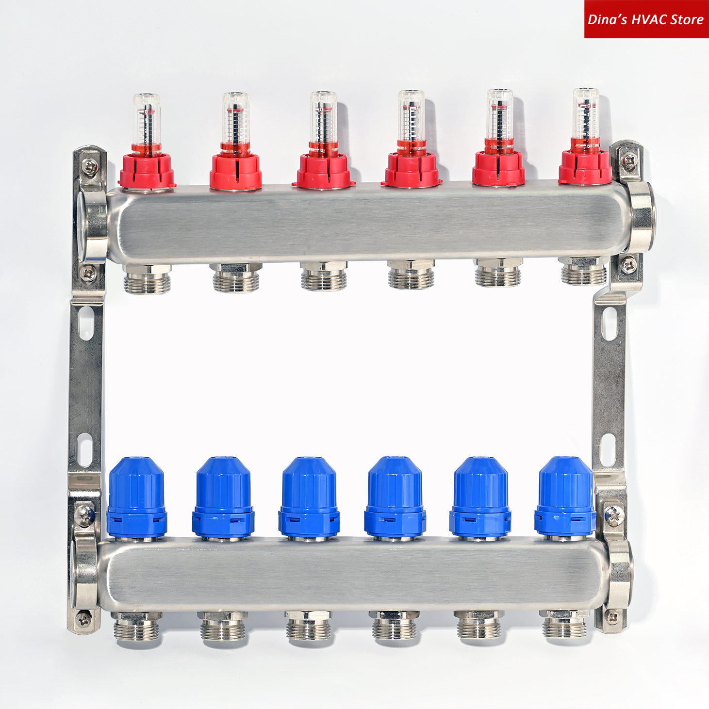 Блок Коллекторный из Нержавеющей Стали Aisi304 с Регулирующими Клапанами и Расходомерами G1"*50MM*3/4"