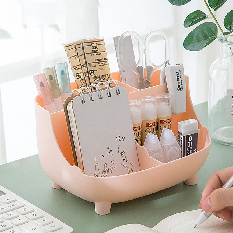 Portapenne da tavolo Kawaii Scatola portaoggetti per cancelleria carina di grande capacità Portapenne creativo per cartoni animati Ins Organizer da scrivania per ragazze