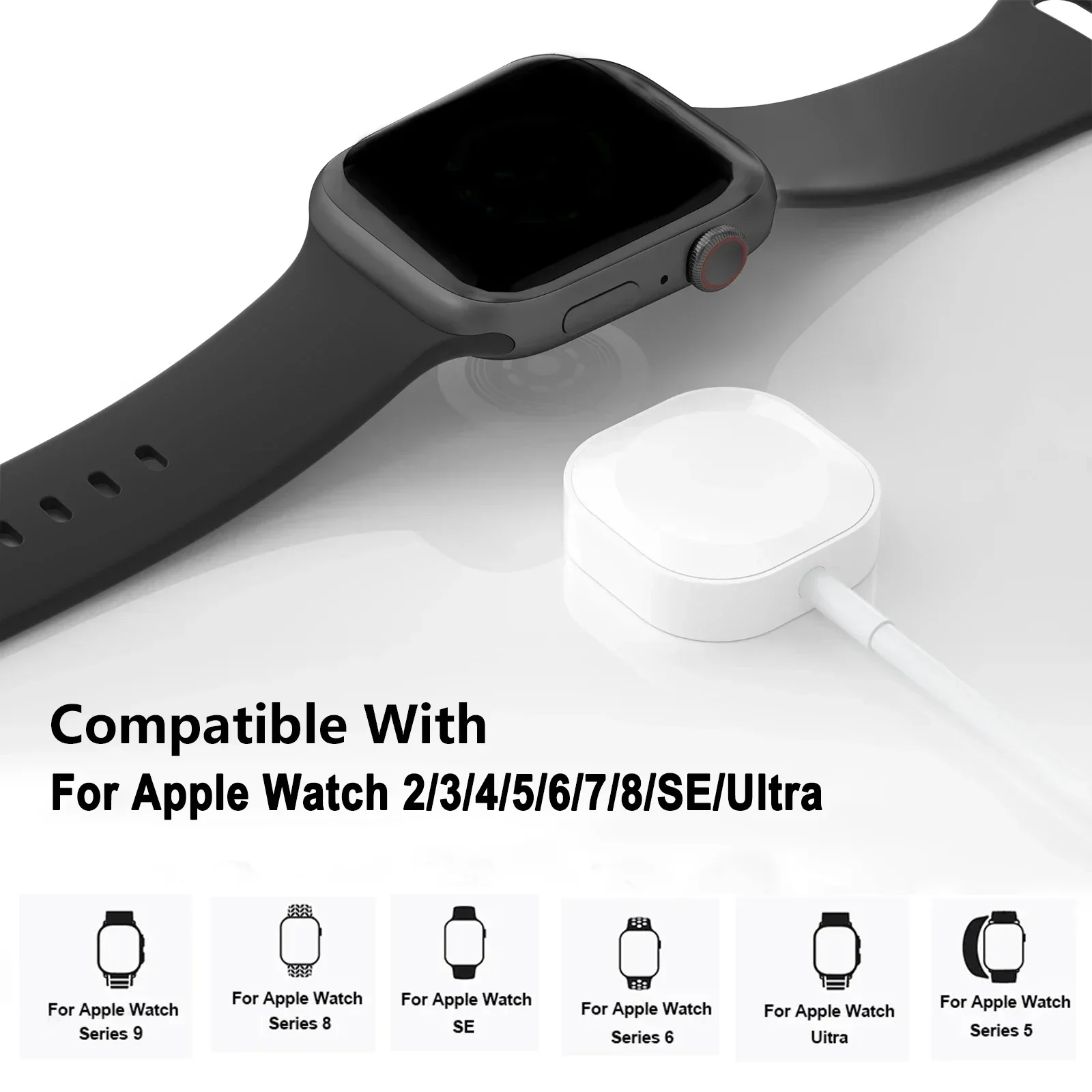 USB Type C Magnetic Wireless Charger for IWatch 9/8/7/6/5/SE USB C Portable Fast Charging Station for Apple Watch Series Ultra