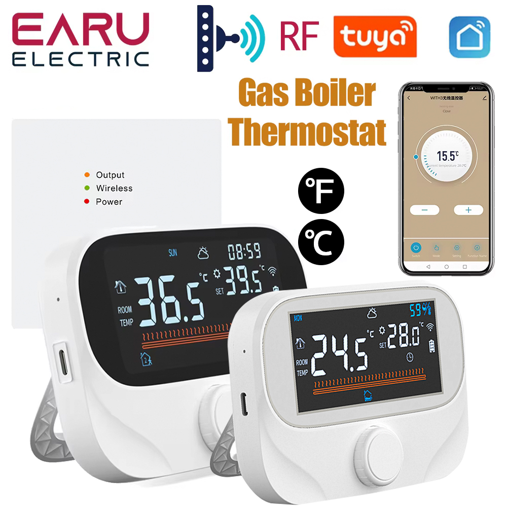 Tuya wifi smart home drahtloser thermostat rf batterie gaskessel wasser heizung digitaler temperatur regler alexa google home