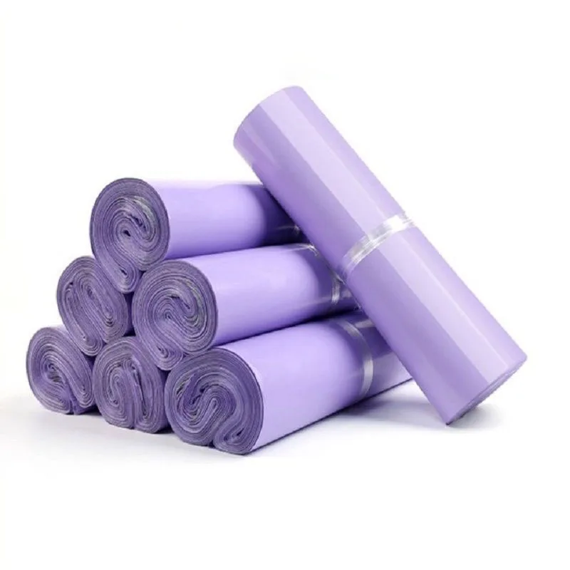 50 pçs sacos de transporte roxo para embalagem saco de correio auto adesivo selo branco sacos de correio saco de armazenamento envelope