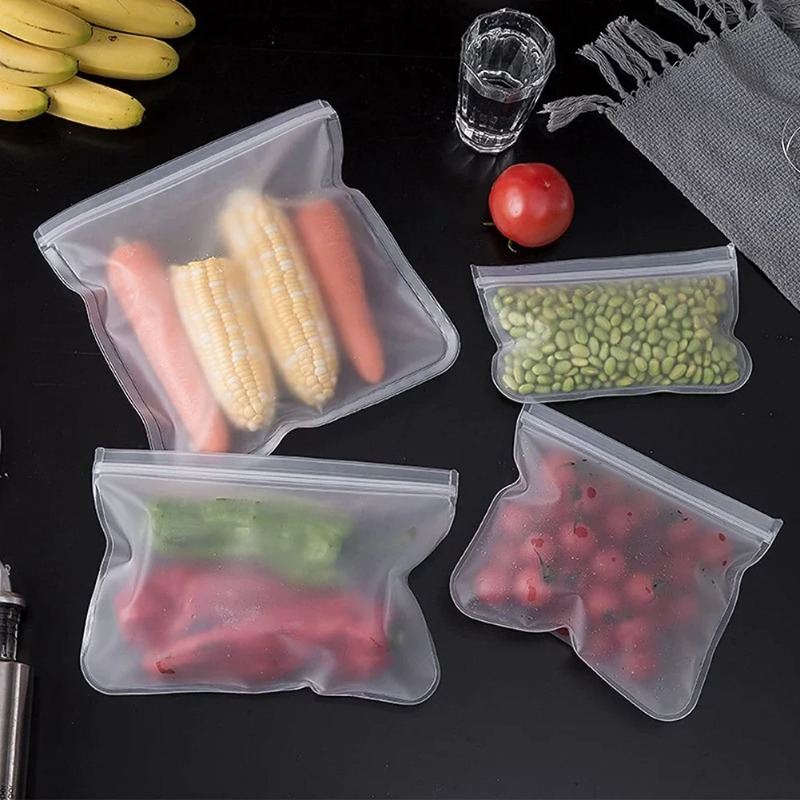 10 pçs recipientes de armazenamento de alimentos de silicone recipientes à prova de vazamento reutilizáveis levante-se zip fechado saco fresco saco de armazenamento de alimentos envoltório fresco