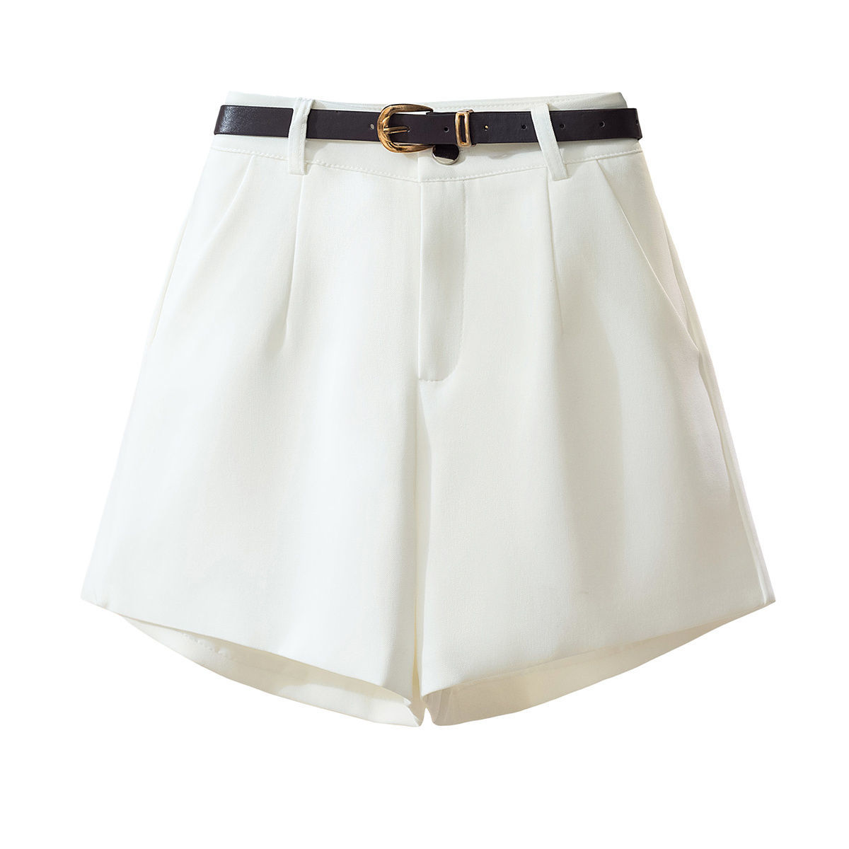 Calças de Cintura Alta em A com Pernas Largas, orts Fs Soltos, Roupas Externas Brancas Casuais com Cinto, Primavera ...