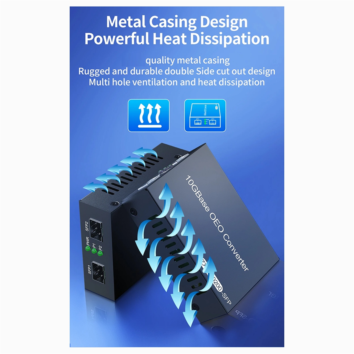 Convertisseur de XXL en fibre, 10GbE, 100m/1g/2.5g/10 GBase-T, prise US
