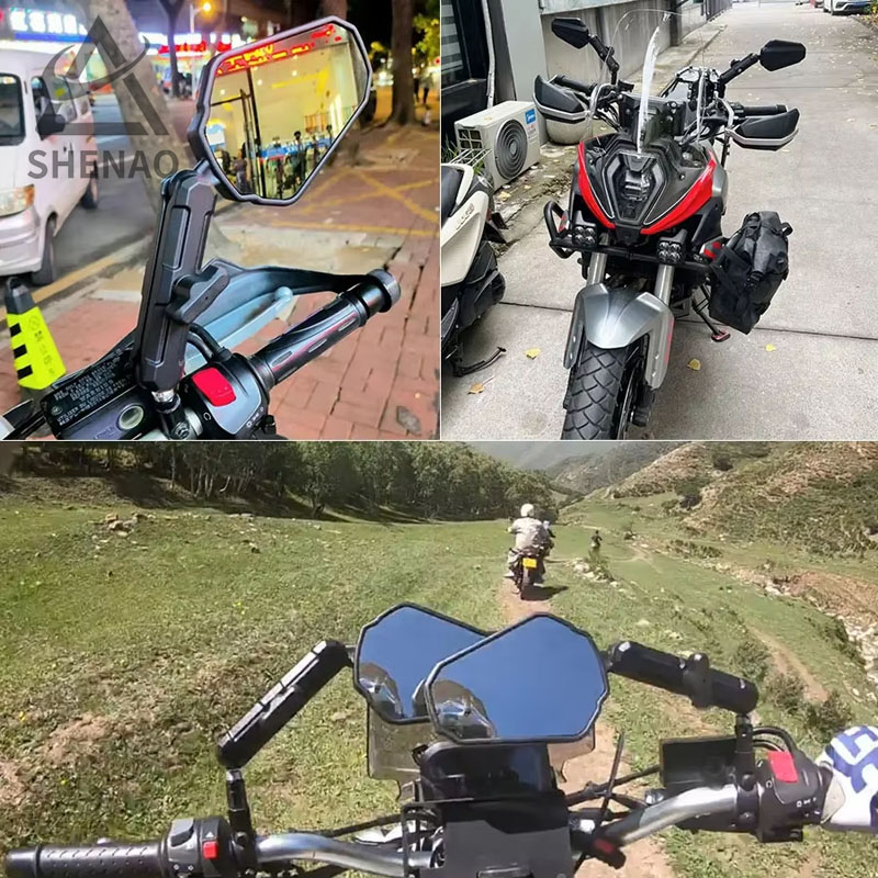 Hoogwaardige universele motorfiets achteruitkijkspiegel opvouwbare en verstelbare kijkhoek motorfiets zijspiegelreflector