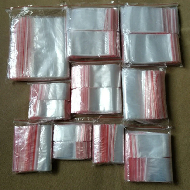 100-300 Uds. Bolsas selladas con cremallera gruesa bolsa de almacenamiento de plástico transparente para joyería pequeña embalaje de alimentos bolsas de sellado Ziplock resellables