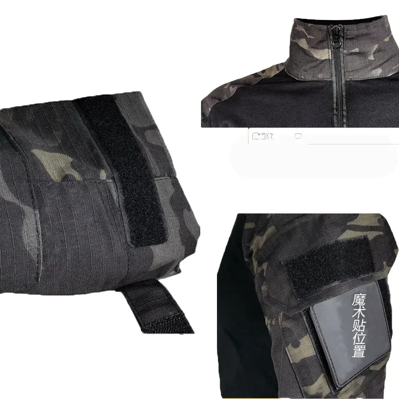 Conjunto de uniformes militares para hombre, traje negro Multicam transpirable de camuflaje, camisa de combate, uniforme militar de carga táctica, conjunto de caza