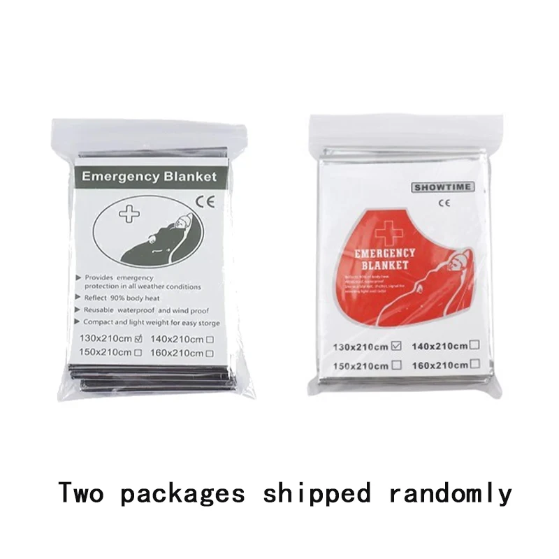 1-10PCS Coperta di emergenza Antivento Foglio impermeabile Attrezzatura di sopravvivenza termica Kit di salvataggio militare di primo soccorso per il campeggio all'aperto