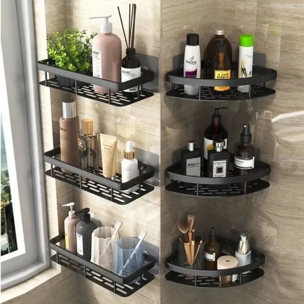 HOT 2025 New Bathroom Shelf Makeup Storage Organizer Shampoo Rack Shower Shelf Bathroom Accessories No Drill Wall Shelf
