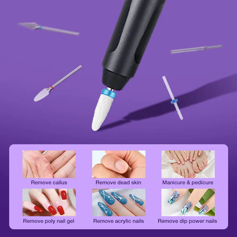 LadyMisty Gốm Titan Móng Mũi Dao Phay Cho Dụng Cụ Làm Móng 10 Dũa Móng Tay Đệm Móng Trang Thiết Bị Phụ Kiện