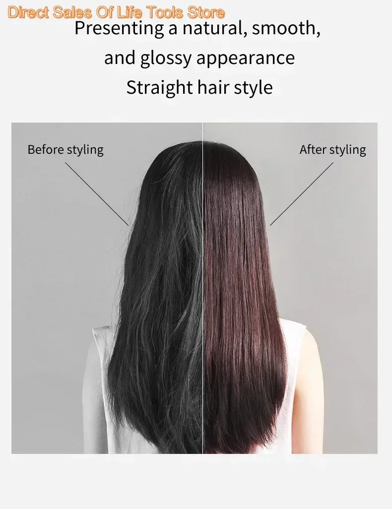 Lisseur et sèche-cheveux professionnel 2 en 1, fer plat chauffant, cheveux secs sans endommager la épingle à cheveux