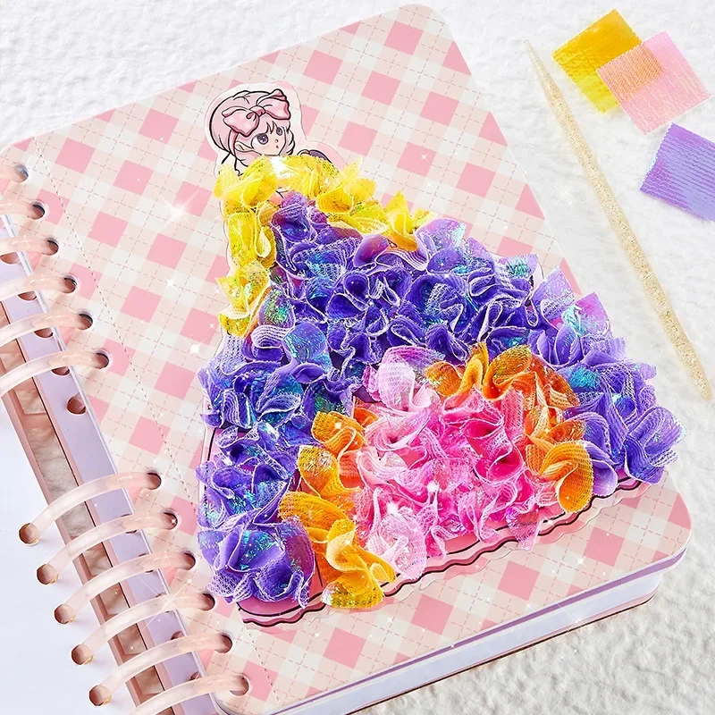 เด็ก DIY ภาพวาดสติกเกอร์หัตถกรรมของเล่นเด็กสาวศิลปะ Poking ภาพวาดเจ้าหญิง Handmade การศึกษา Magical ของขวัญเด็ก