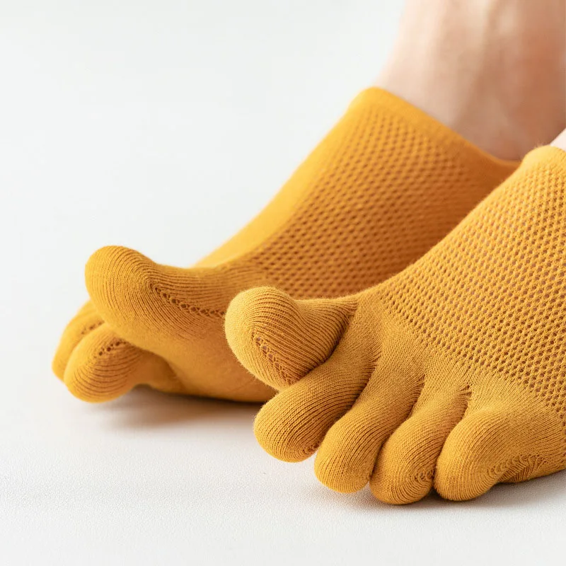 Calcetines con punta de zapatilla para hombre y mujer, medias cortas hasta el tobillo con agujeros de malla, calcetines deportivos de algodón absorbentes del sudor, calcetines náuticos transpirables de cinco dedos