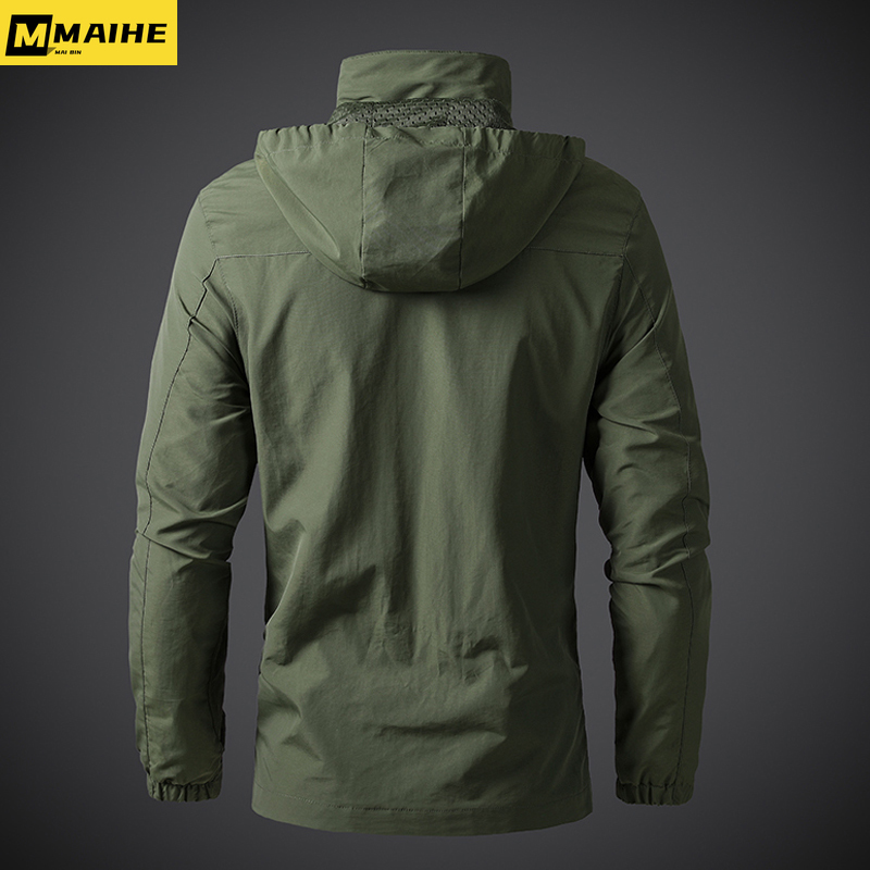 Giacca a vento da uomo Giacche Cappotto militare impermeabile con cappuccio Uomo Nuove giacche da combattimento Uomo Autunno Escursionismo all'aperto Ciclismo Bomber Outwear