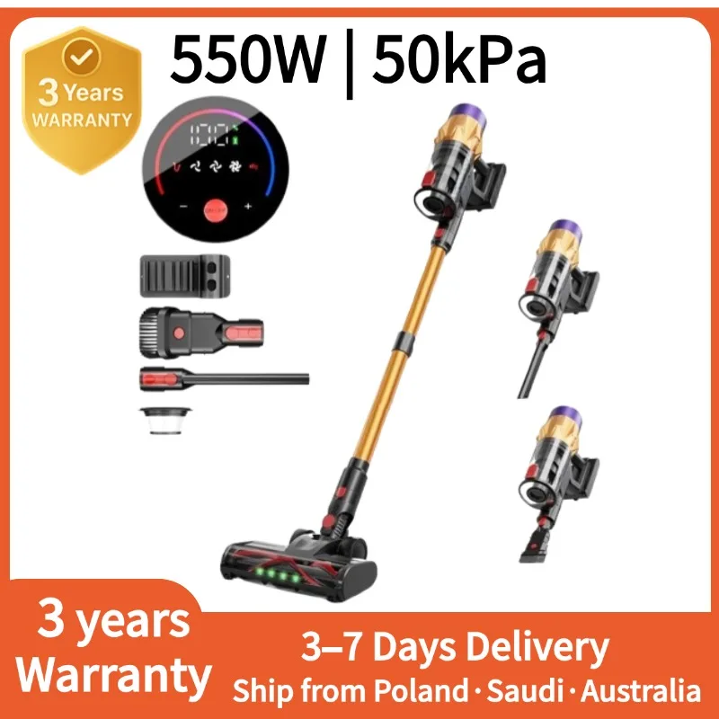 Aspiradora inalámbrica de mano IDEACH V18 550W 55kPa, pantalla táctil inteligente, 3 modos de potencia, batería extraíble, aspiradora para el hogar