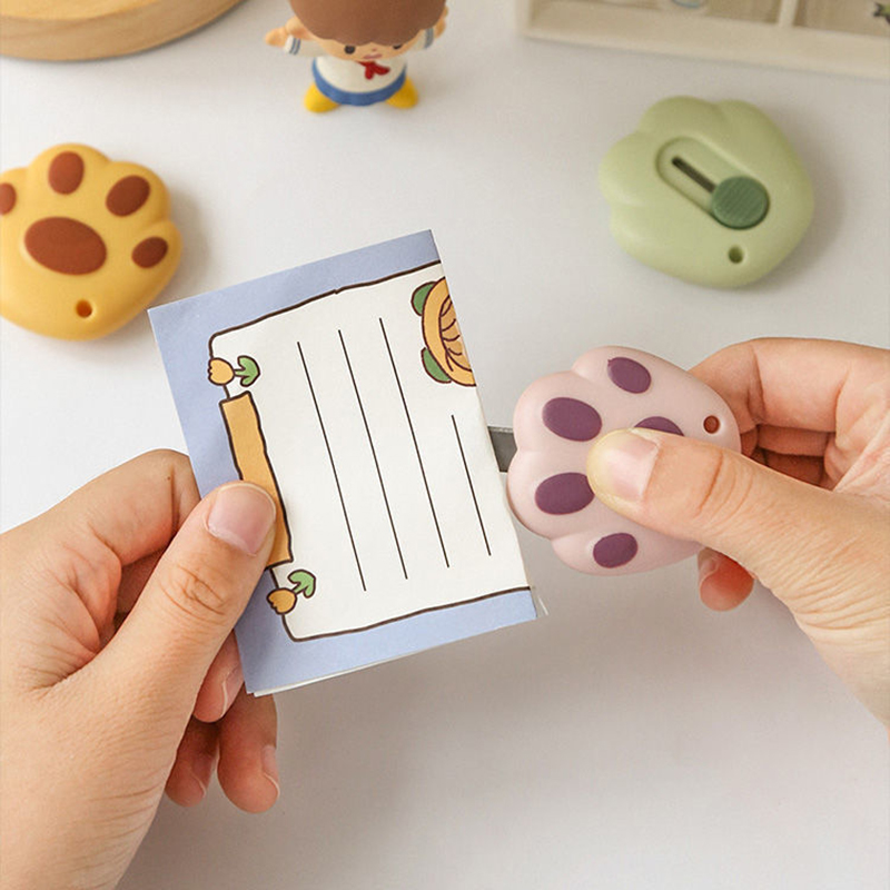 Mini faca utilitária fofa kawaii, faca de bolso com pata de gato, cortador de papel diy, caixa expressa, abridor de envelope, papelaria coreano, escola e escritório