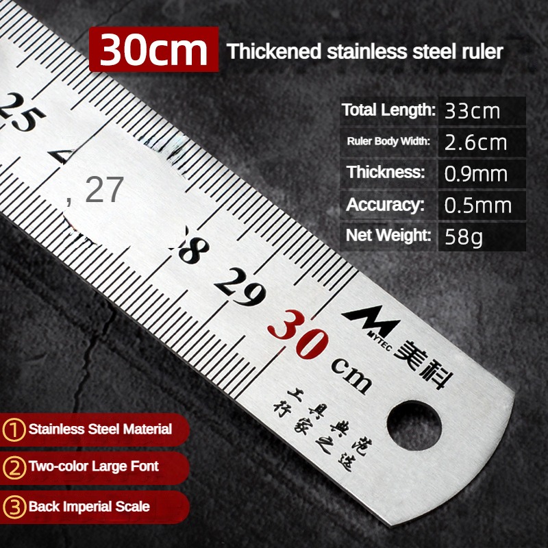 15/20/30/50mm Righello in metallo con scala a doppio lato Righello in acciaio inossidabile Strumenti di disegno per la lavorazione del legno Materiale scolastico Righelli