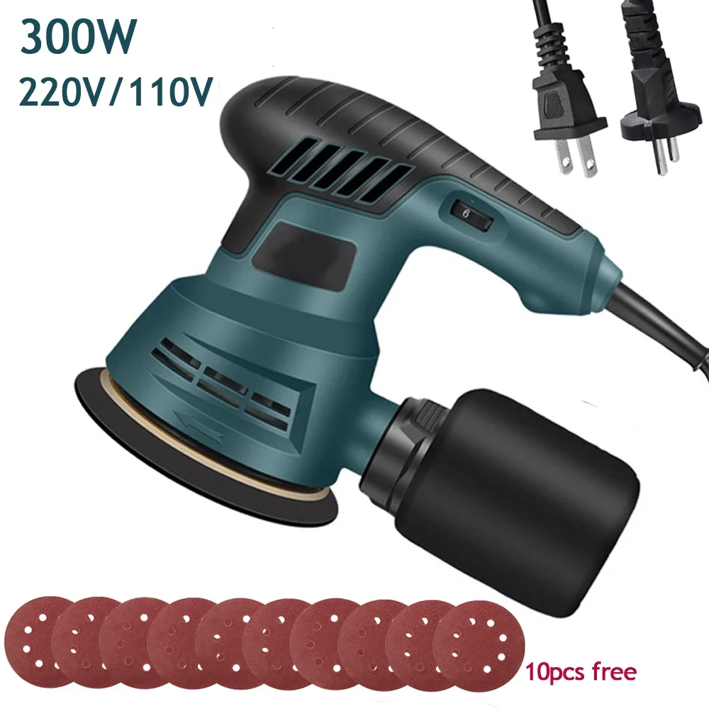 Levigatrice eccentrica elettrica 300W Regolazione della velocità a 6 marce 5 pollici 125mm Levigatrice per legno Lavorazione Lucidatrice per auto con scatola per la polvere