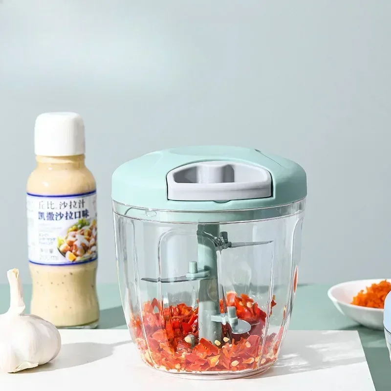 수동 고기 다지기 마늘 다지기 회전 마늘 프레스, 야채 양파 커터, 주방 요리 액세서리, 500 ml, 900ml