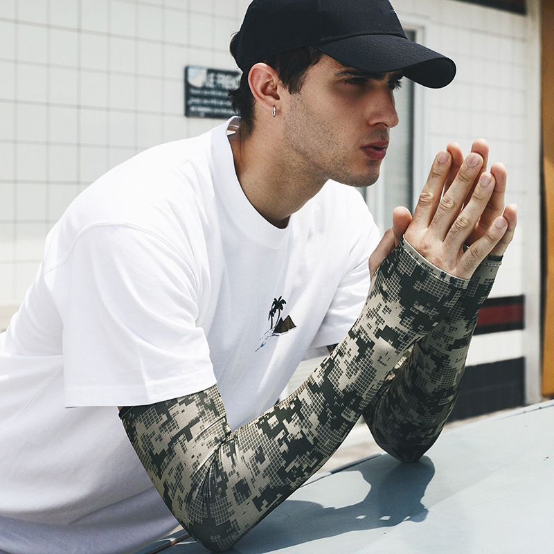 Uv Solar Arm Sleeve Heren Zomer Camouflage Ijs Zijde Lange Mouw Outdoor Vissen Zonbeschermende Heren Sport Fietsen Arm Cover