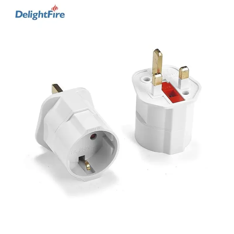 Adaptador de enchufe europeo de UE a Reino Unido, enchufe estándar de UE de 250V a enchufe eléctrico del Reino Unido, adaptador de corriente, toma de corriente