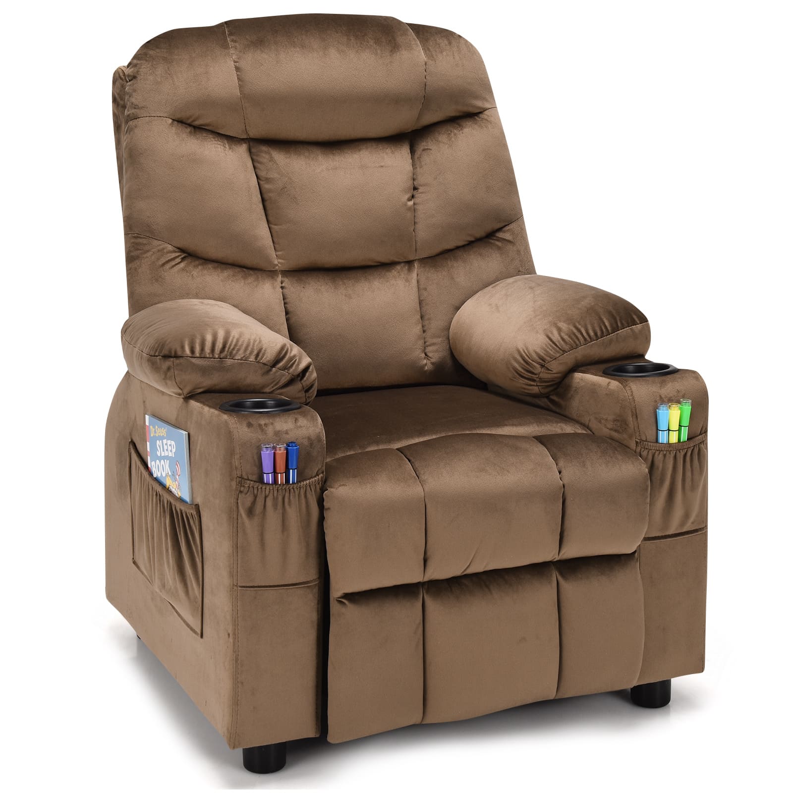 GOFLAME Recliner SofaLounge Chair with Cup Holder, Pockets, Headrest, Adjustable Backrest